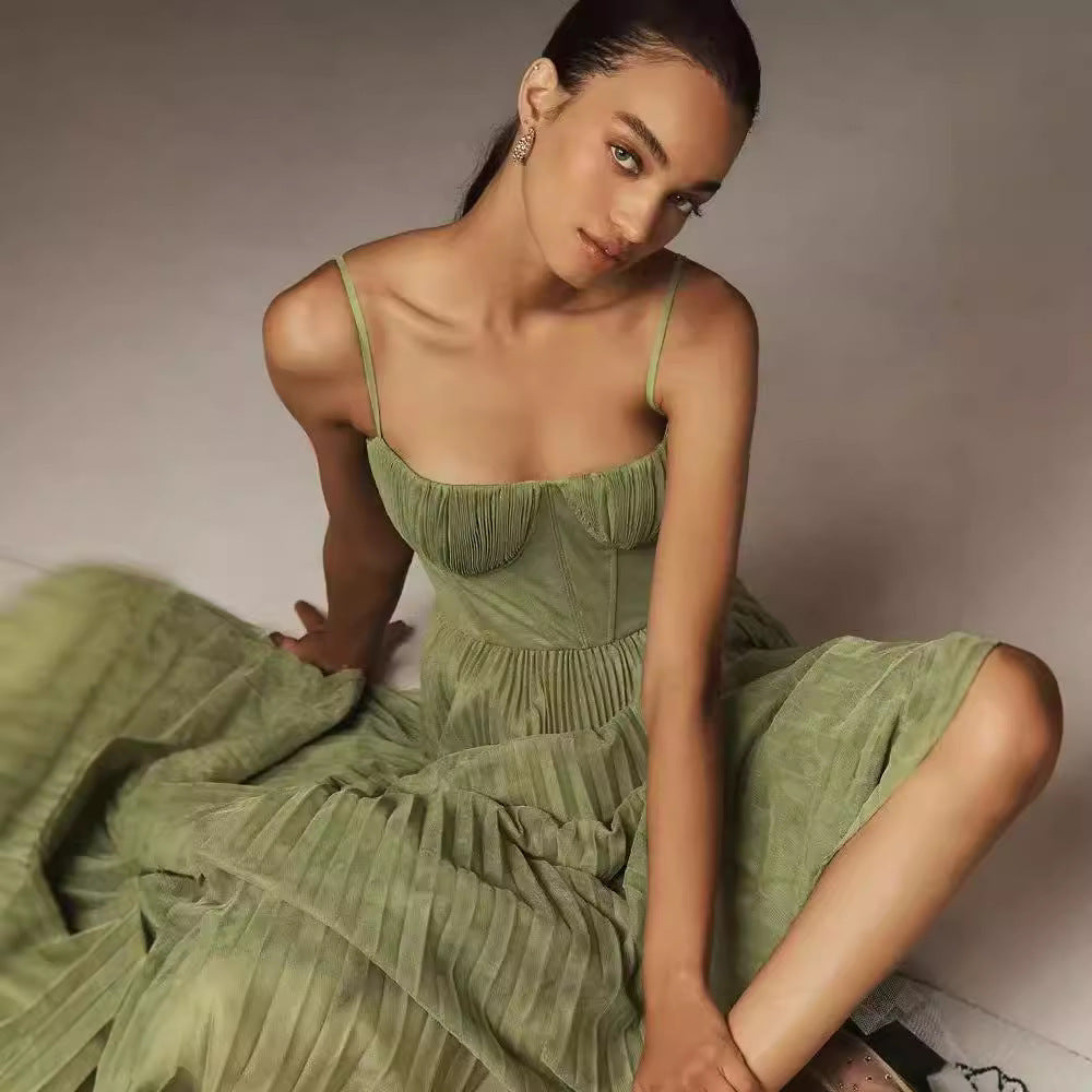 Jardin™ | Robe Midi Bustier Plissée