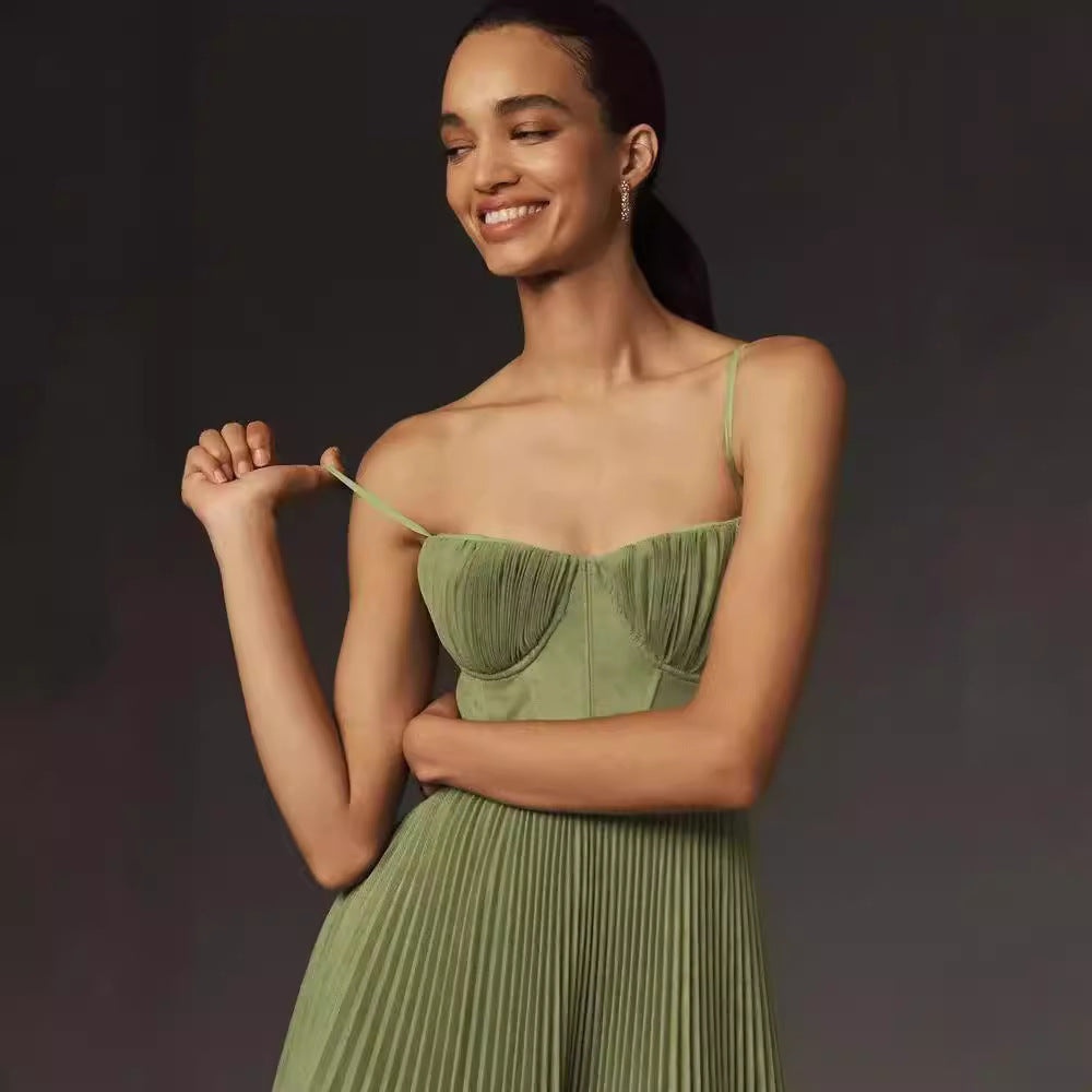 Jardin™ | Robe Midi Bustier Plissée