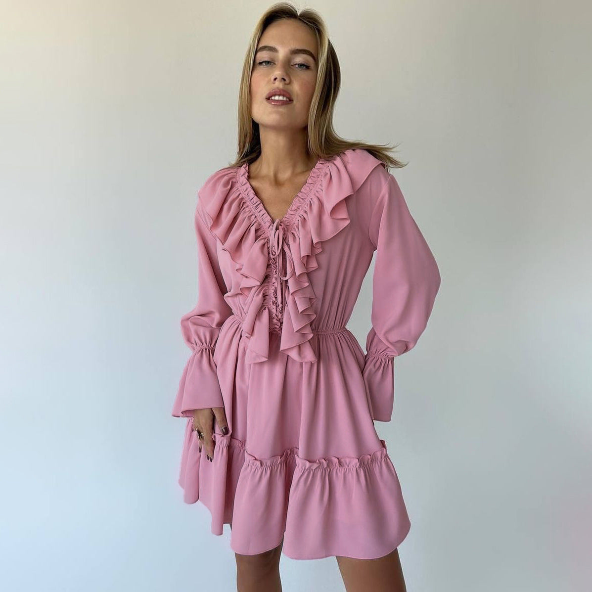 Jardin™ | Robe Courte à Volants et Manches Bouffantes