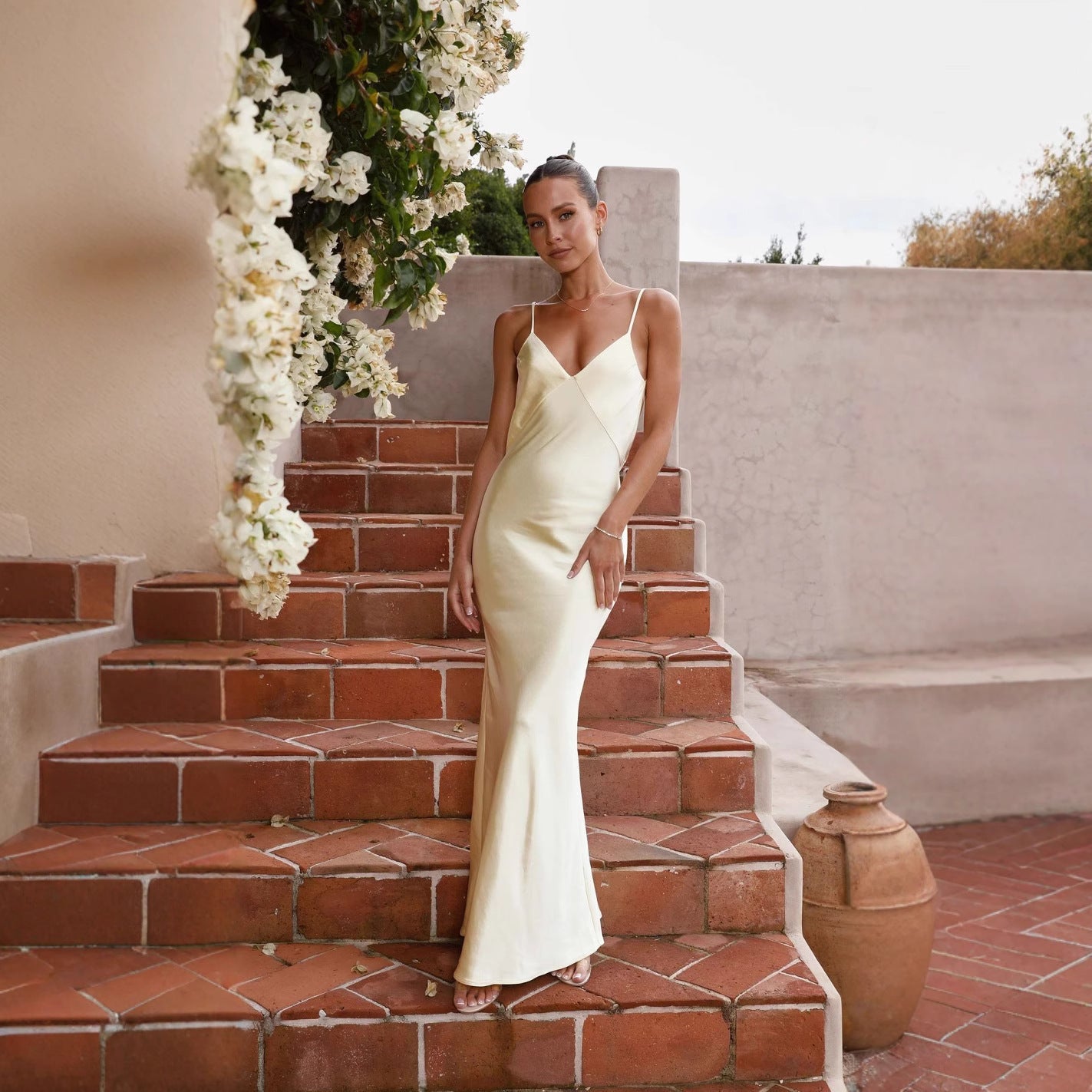 Jardin™ | Robe Longue Satinée à Bretelles