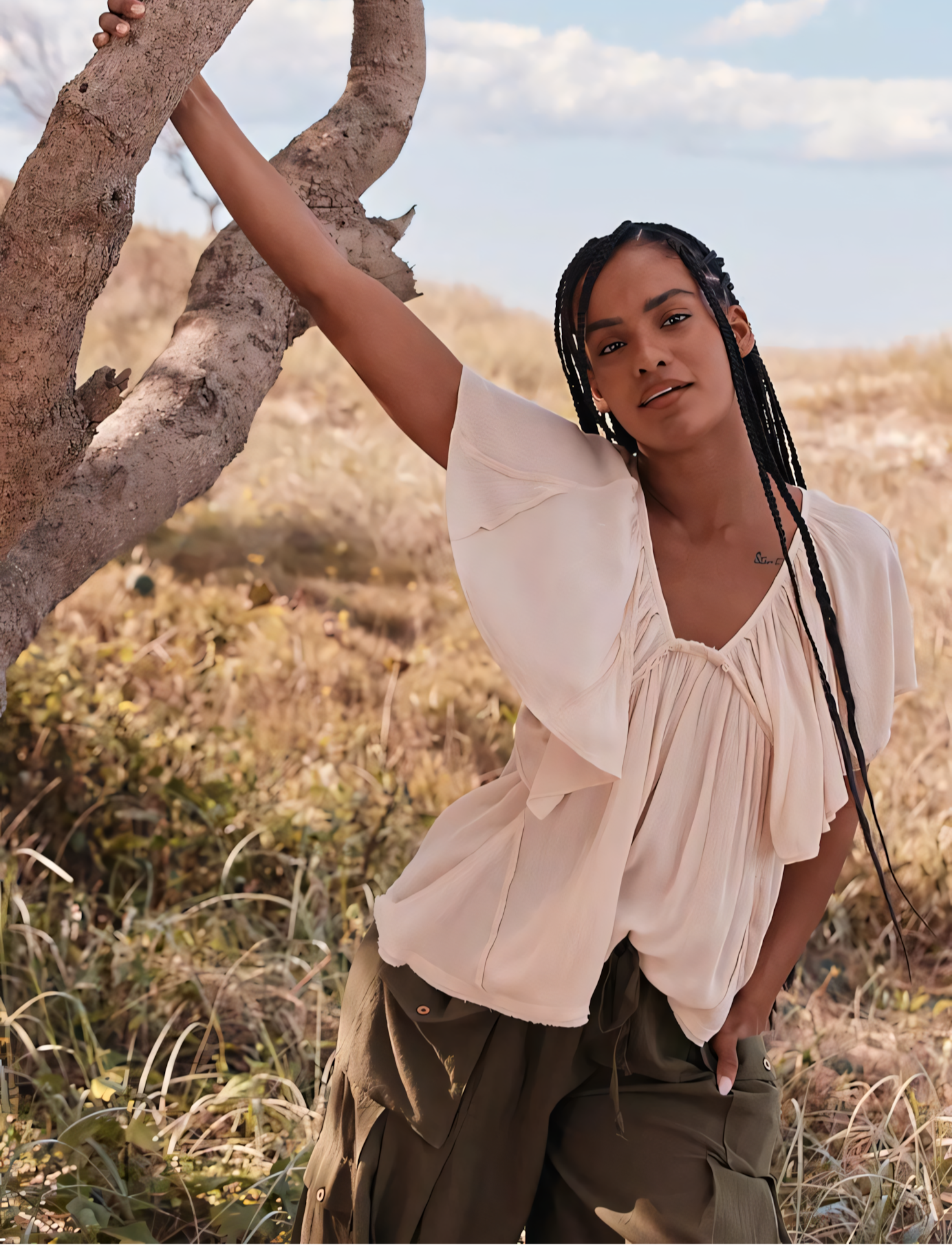 Jardin™ | Blouse Dos Nu Volantée