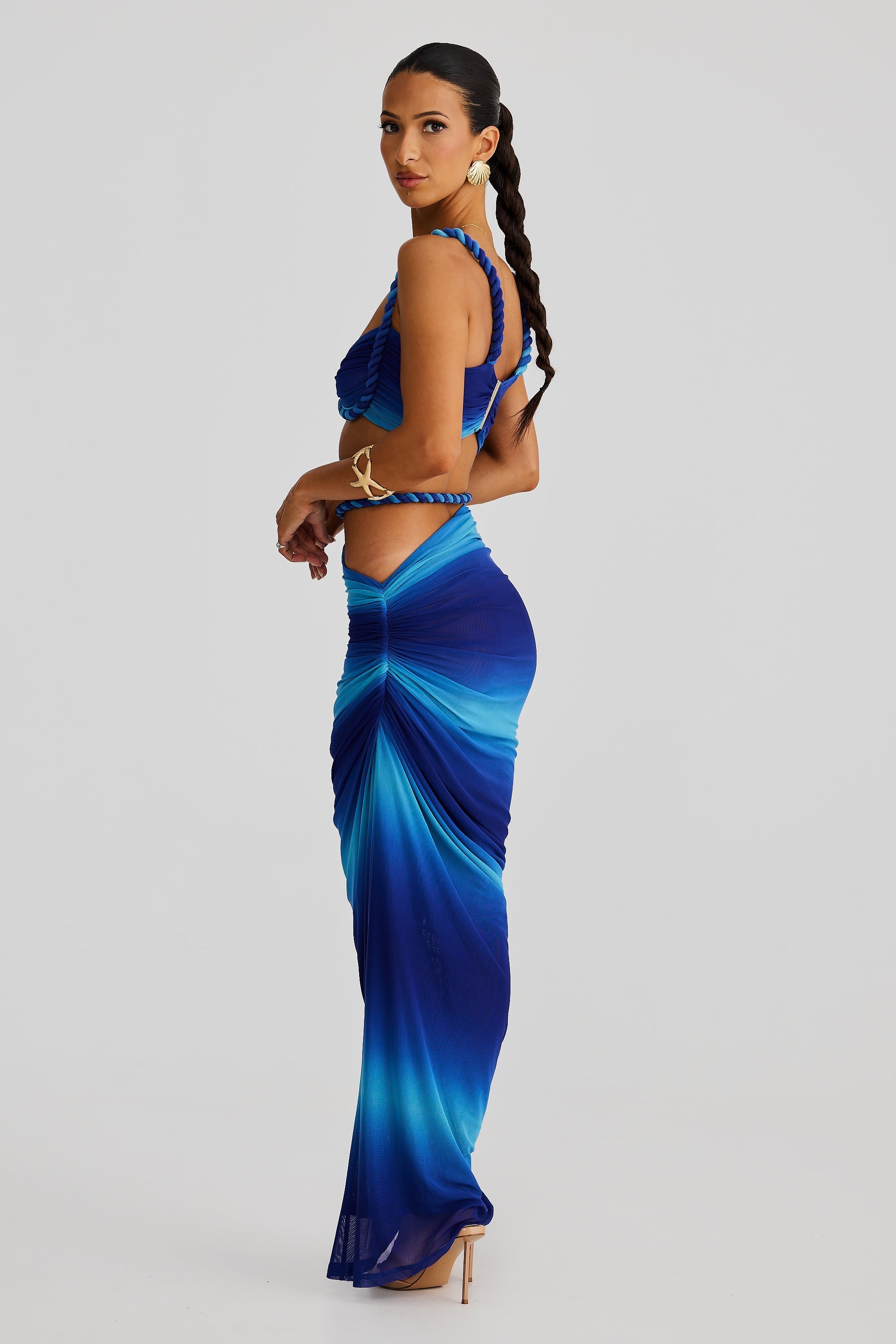 Jardin™ | Jupe maxi froncée à découpes