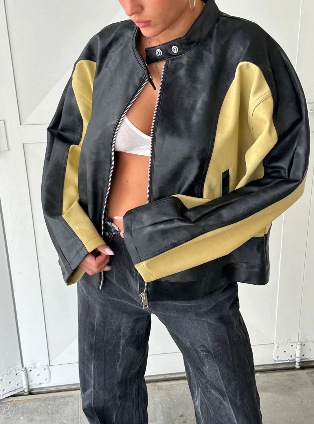 Jardin™ | Veste En Cuir Contrasté