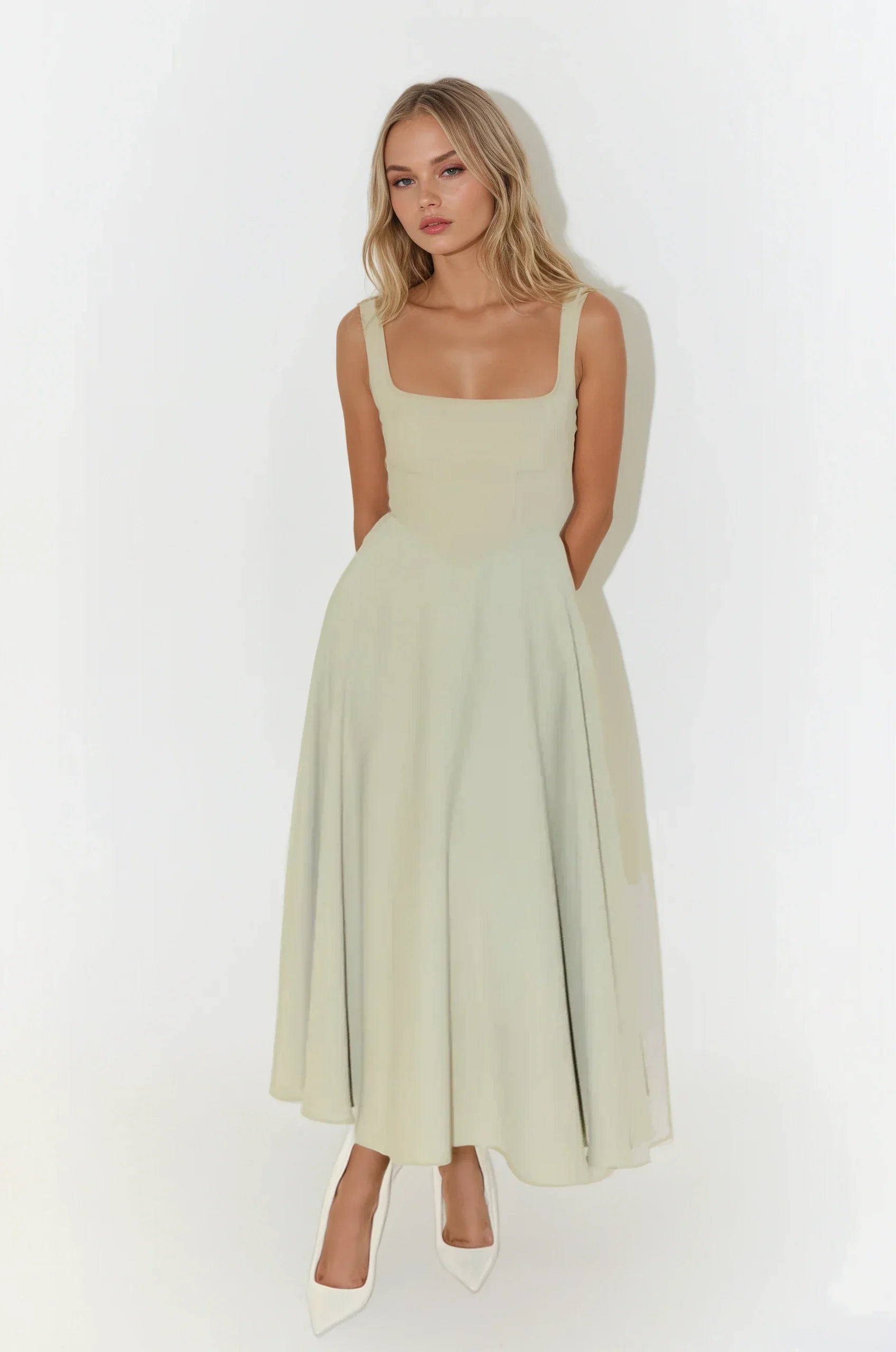 Jardin™ | Robe Mi-Longue Bretelles Ajustées