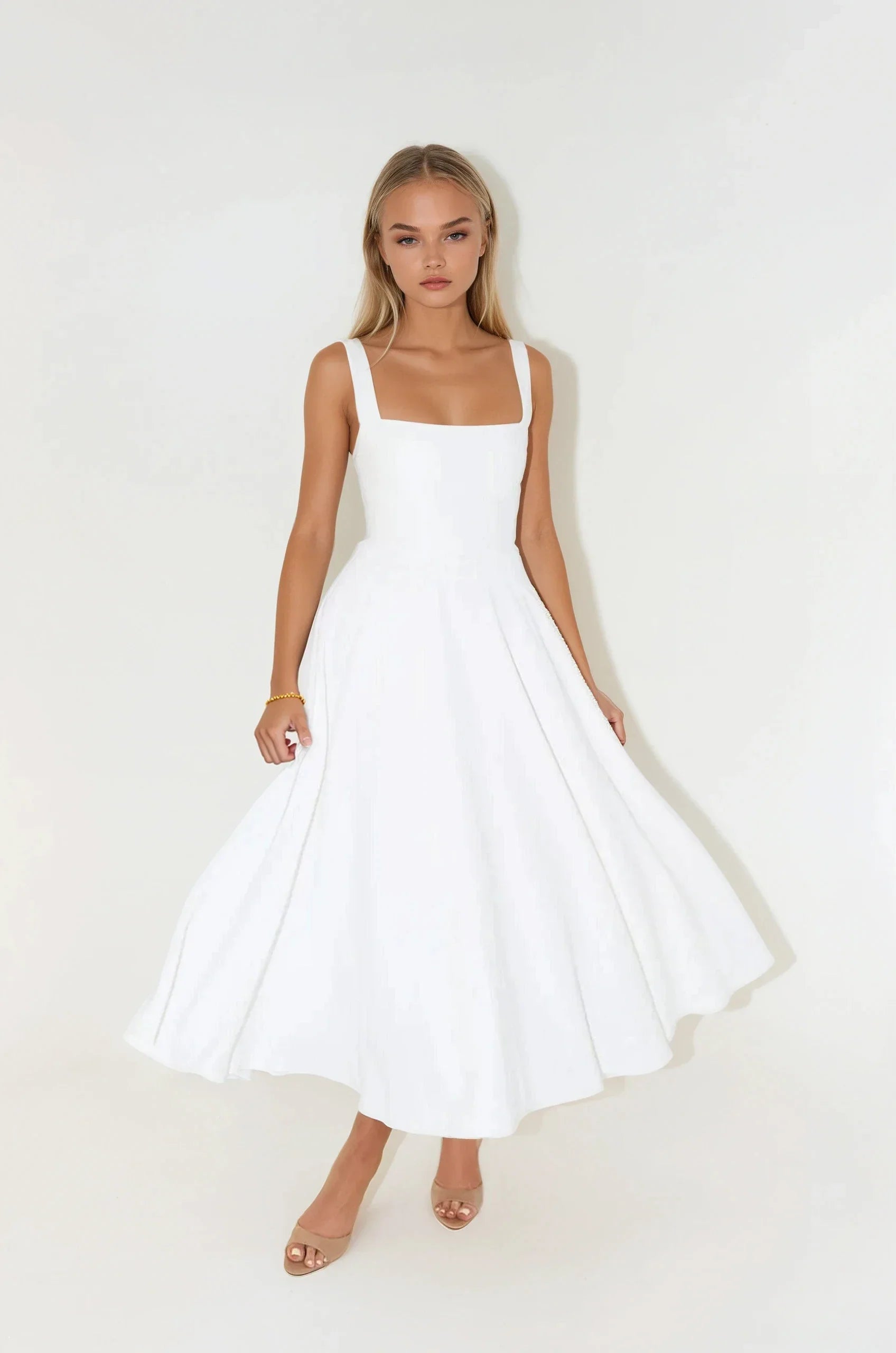 Jardin™ | Robe Mi-Longue Bretelles Ajustées