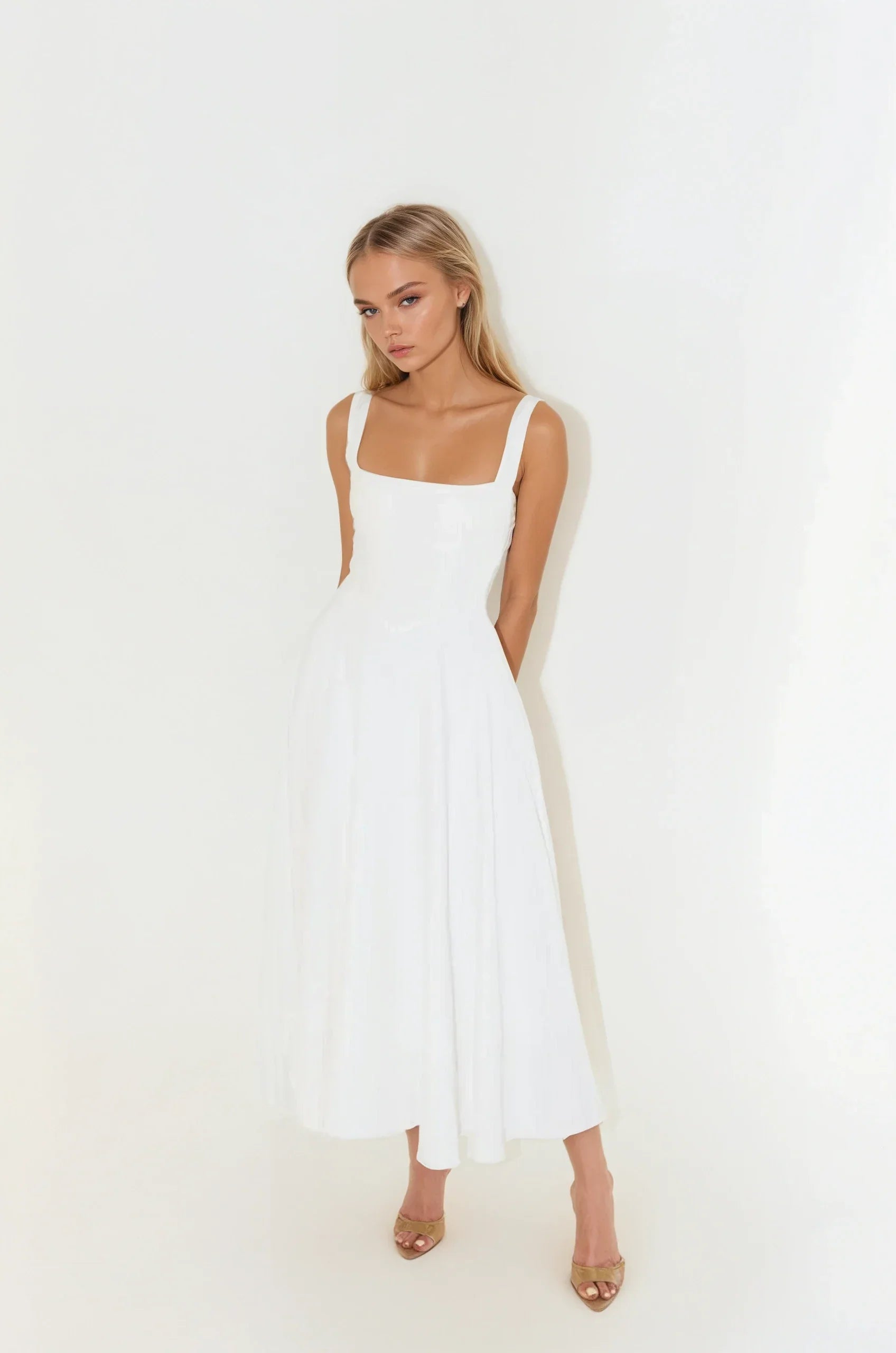 Jardin™ | Robe Mi-Longue Bretelles Ajustées