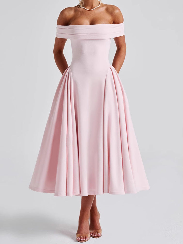 Jardin™ | Robe Épaules Dénudées Évasée Midi