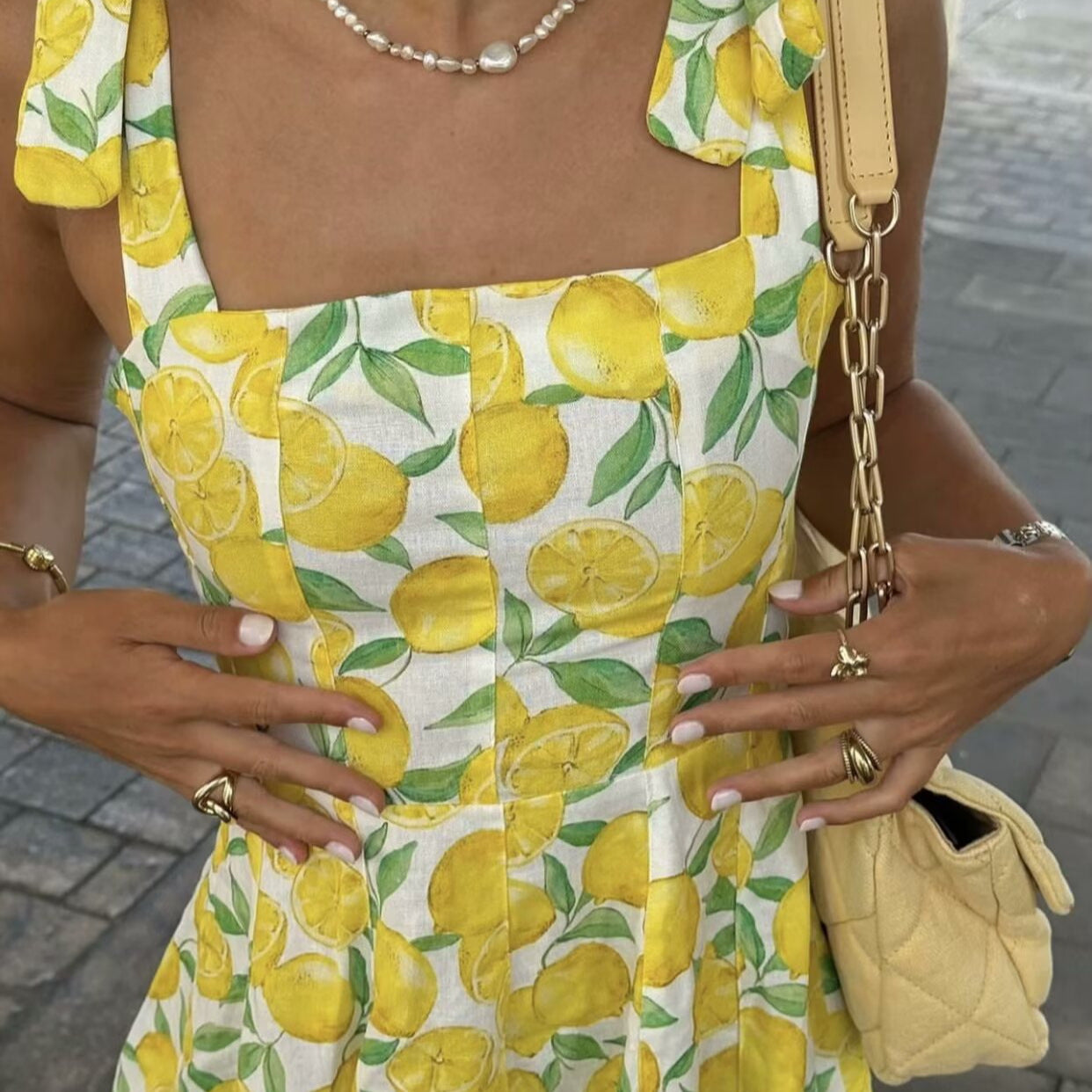 Jardin™ | Robe Courte Imprimée Citron