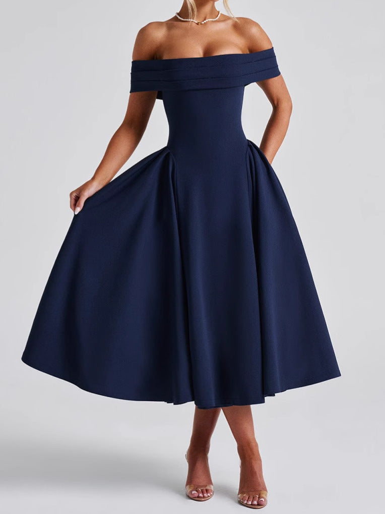 Jardin™ | Robe Épaules Dénudées Évasée Midi