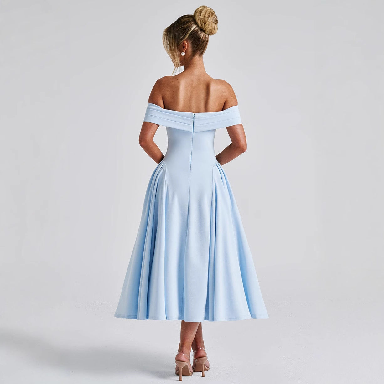 Jardin™ | Robe Épaules Dénudées Évasée Midi