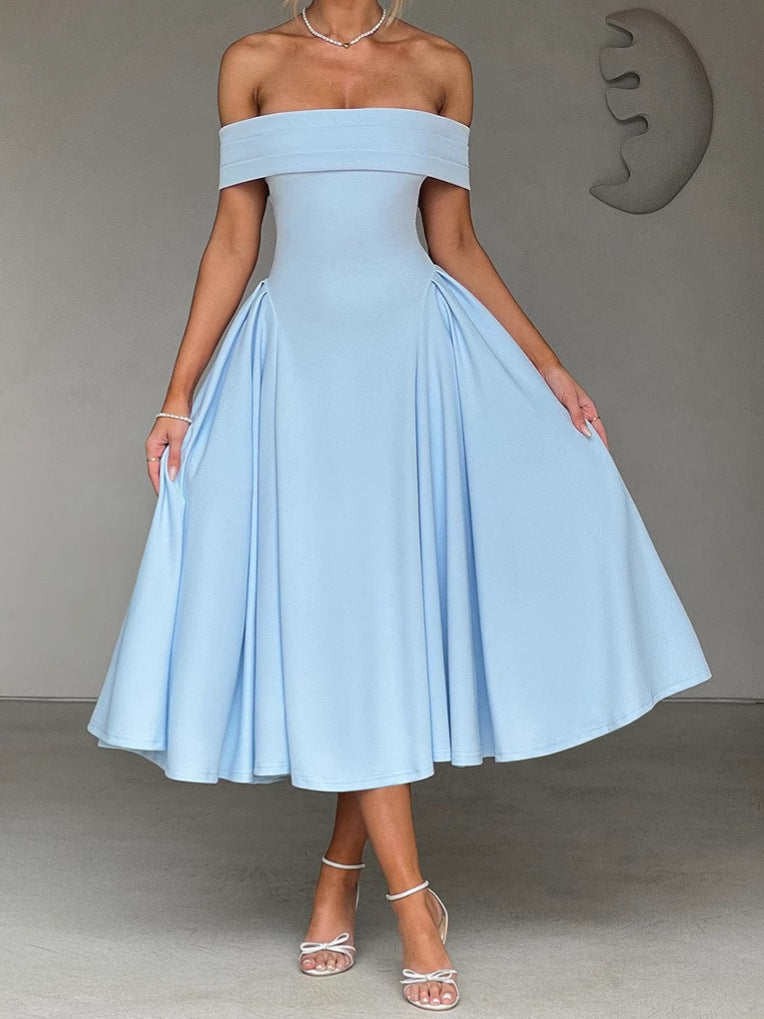 Jardin™ | Robe Épaules Dénudées Évasée Midi