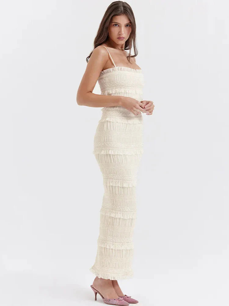 Jardin™ | Robe Longue Texturée Volants Élégants