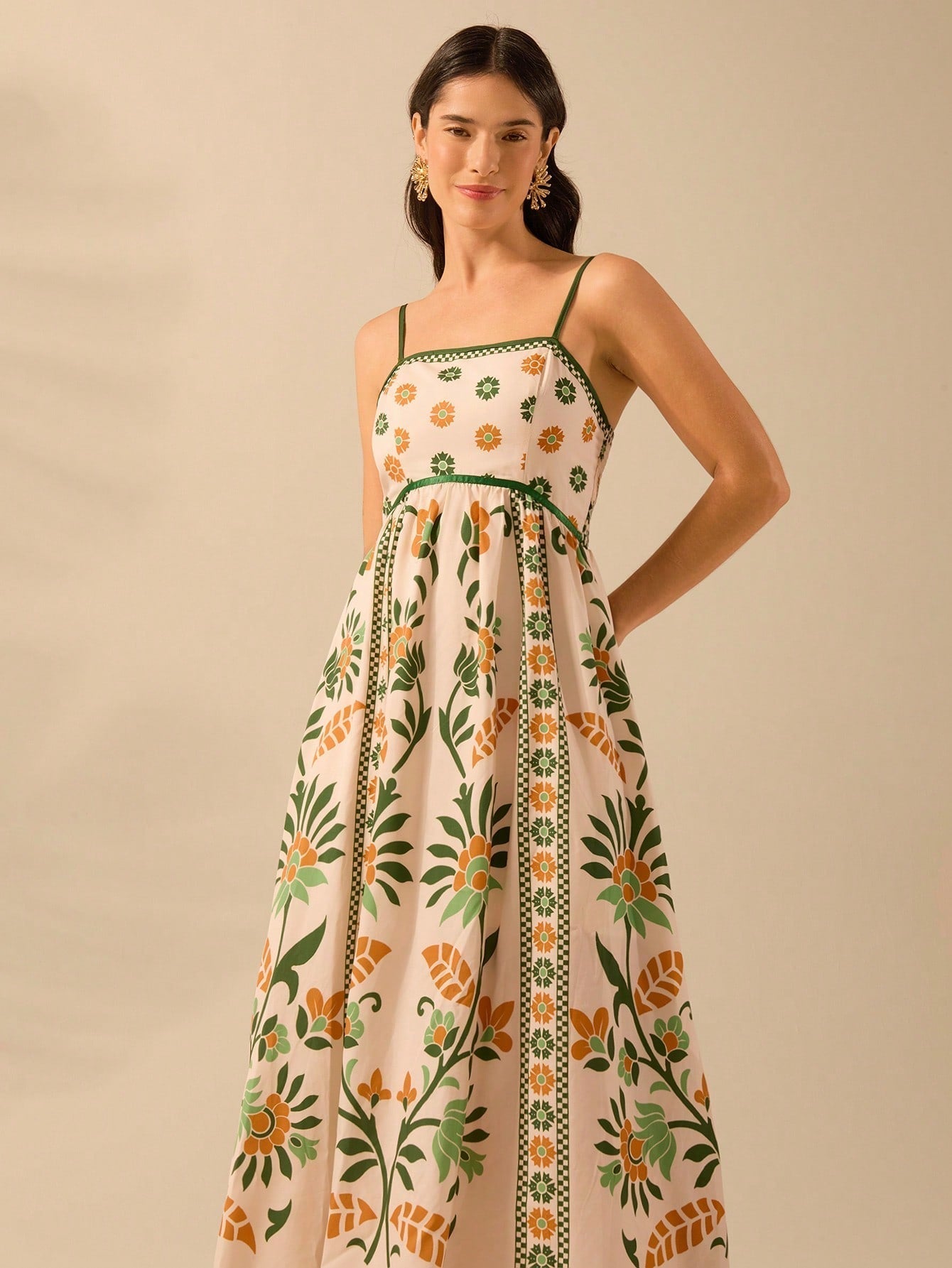 Jardin™ | Robe Longue Imprimée Bretelles Fines