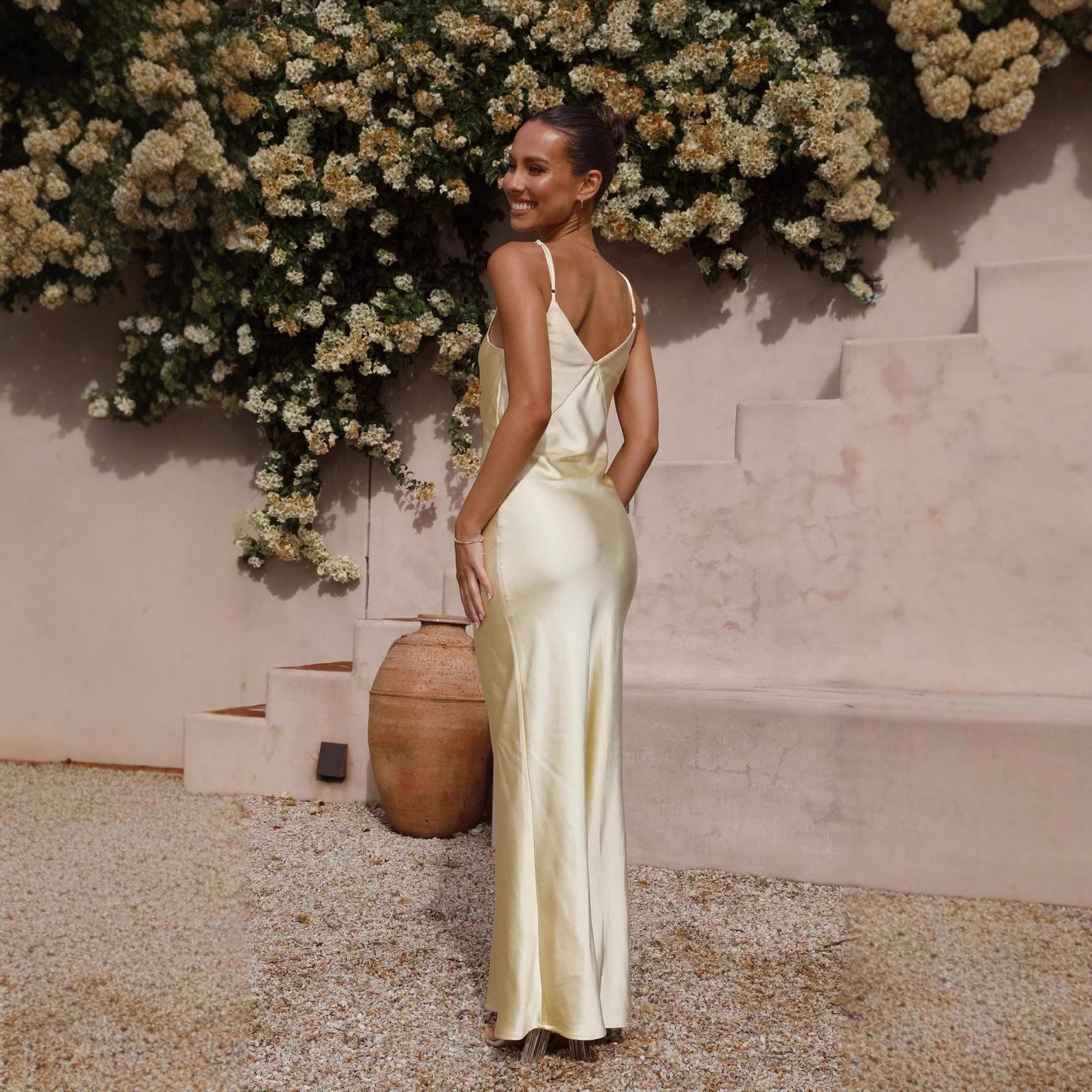 Jardin™ | Robe Longue Satinée à Bretelles