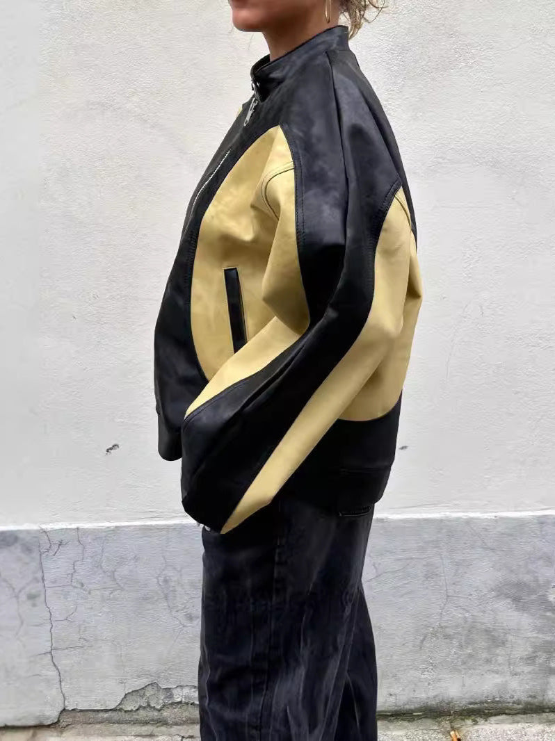 Jardin™ | Veste En Cuir Contrasté