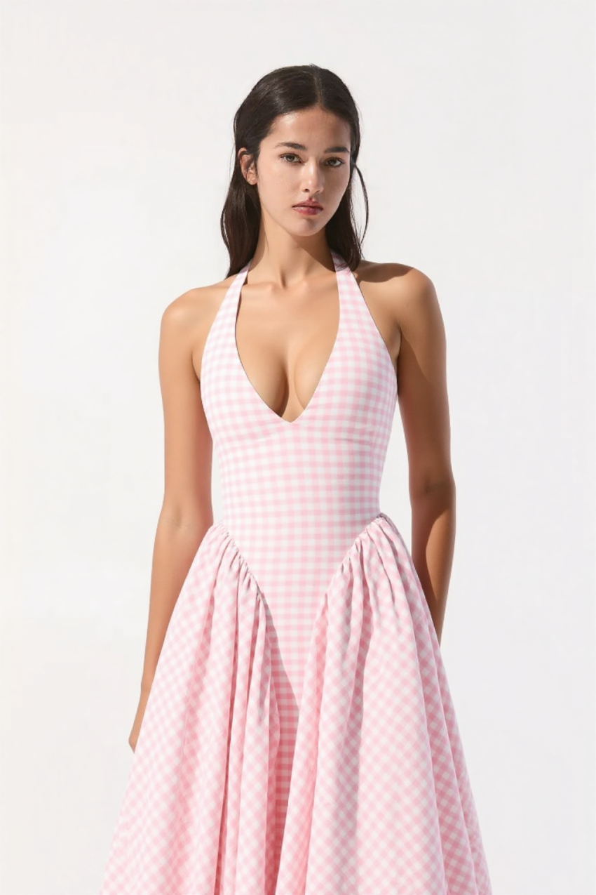 Jardin™ | Robe Dos-nu à Carreaux