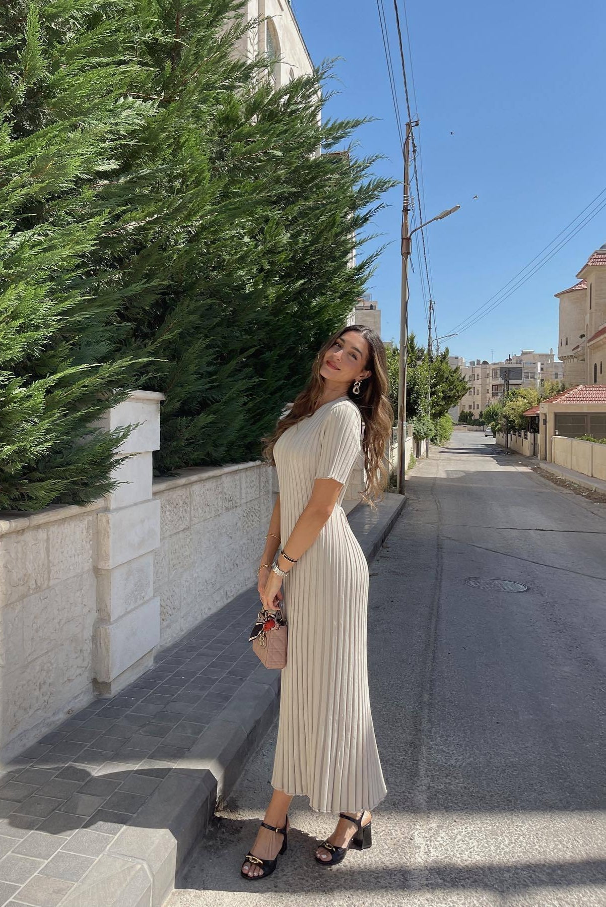 Jardin™ | Robe Longue Côtelée Ceinturée