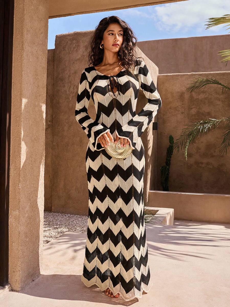 Jardin™ | Robe Longue à Lacets Côtelée