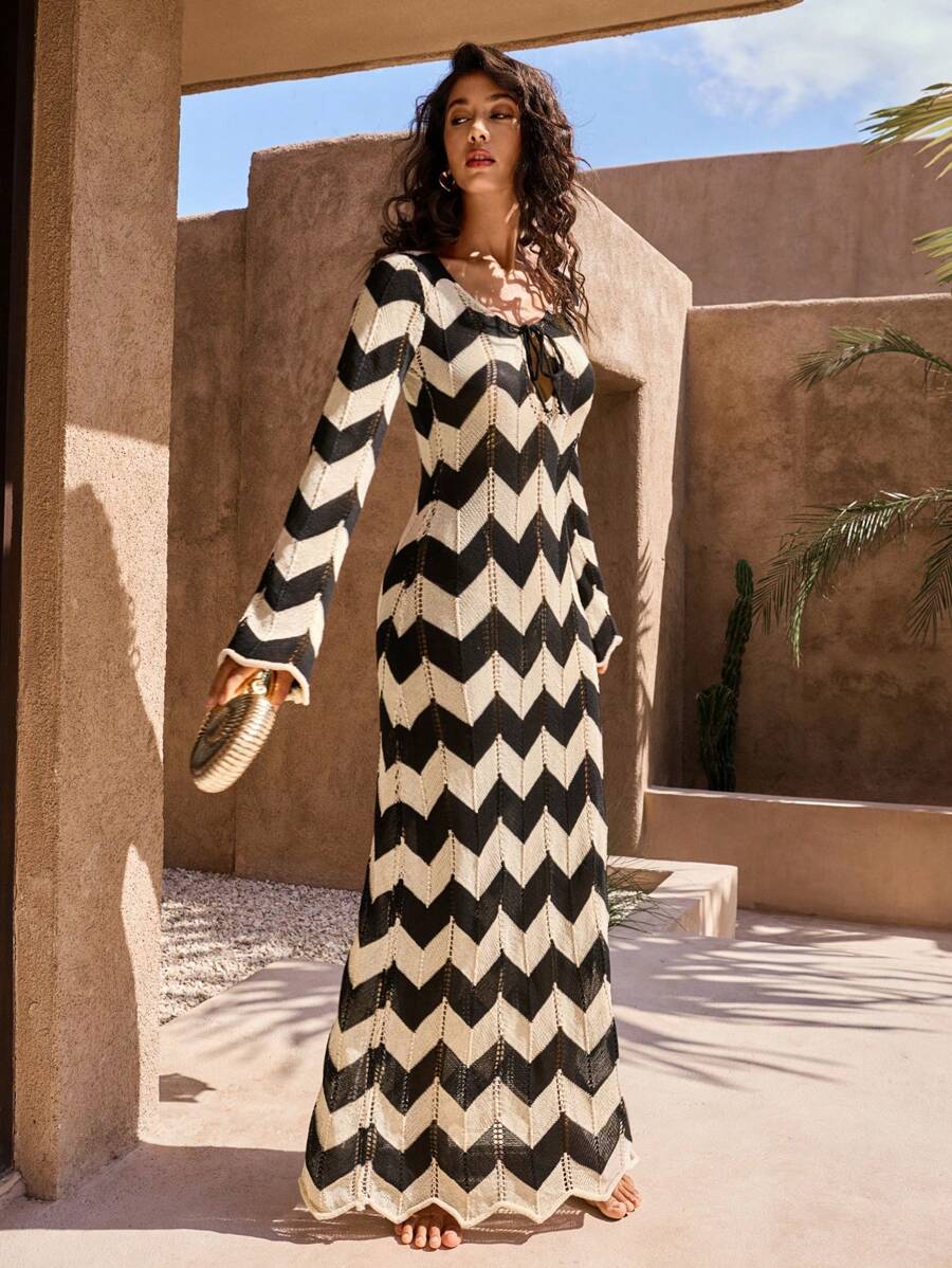 Jardin™ | Robe Longue à Lacets Côtelée