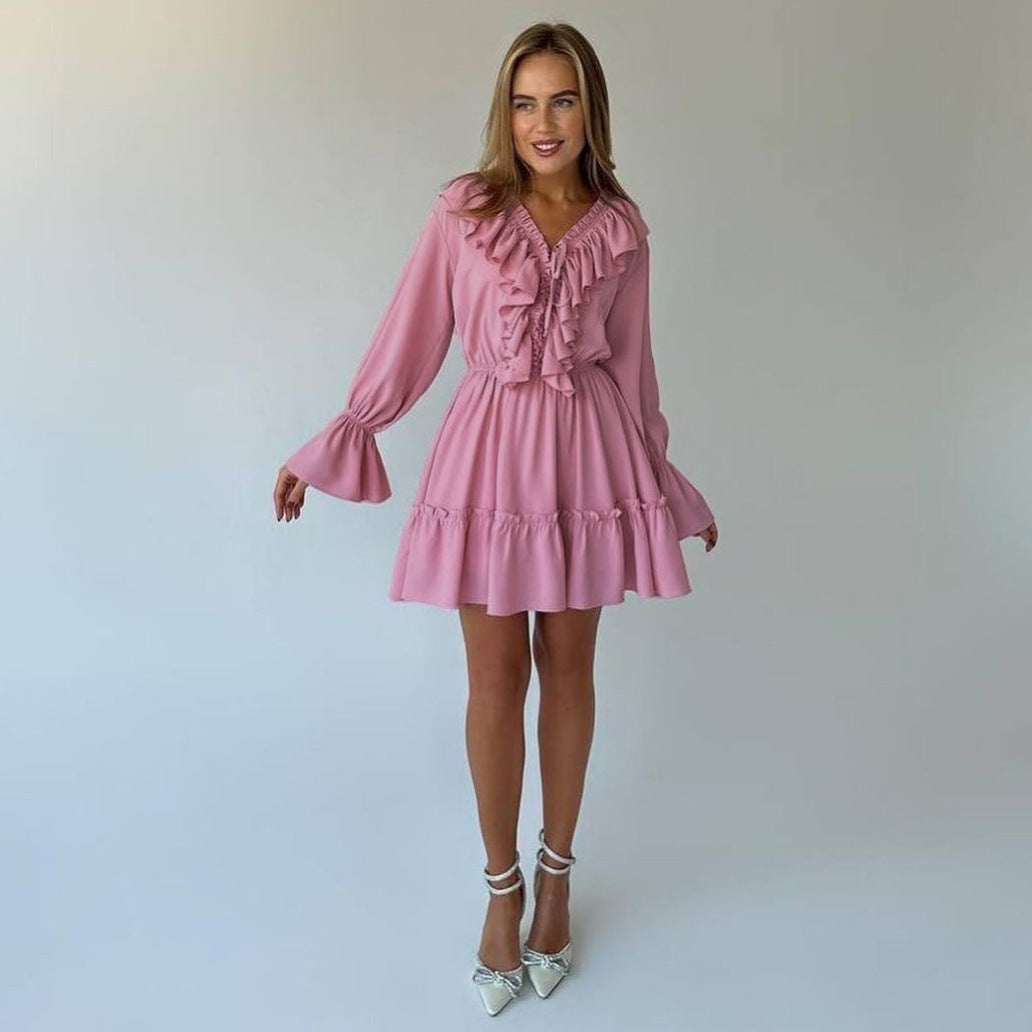 Jardin™ | Robe Courte à Volants et Manches Bouffantes
