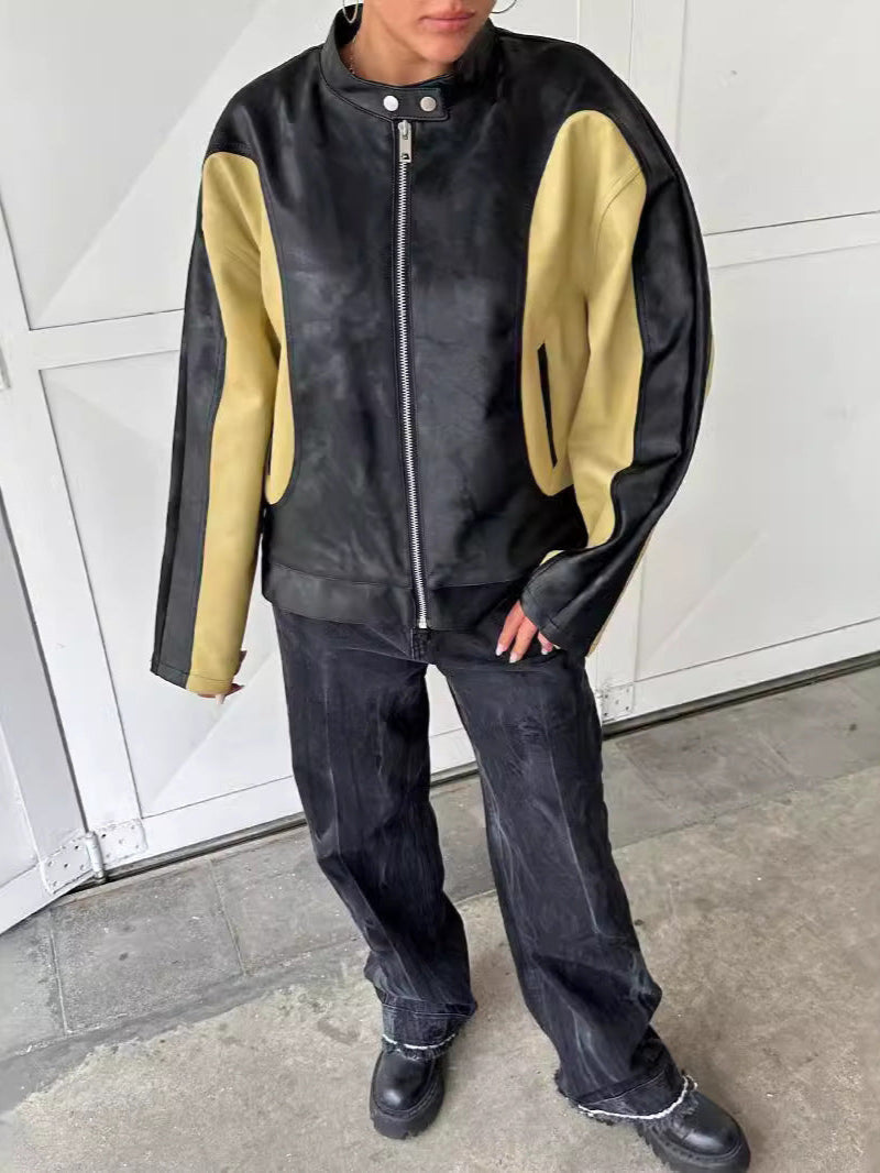 Jardin™ | Veste En Cuir Contrasté