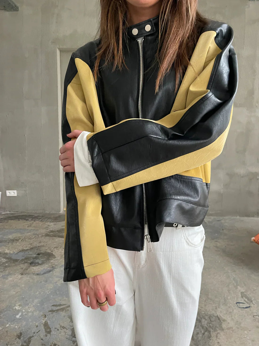 Jardin™ | Veste En Cuir Contrasté