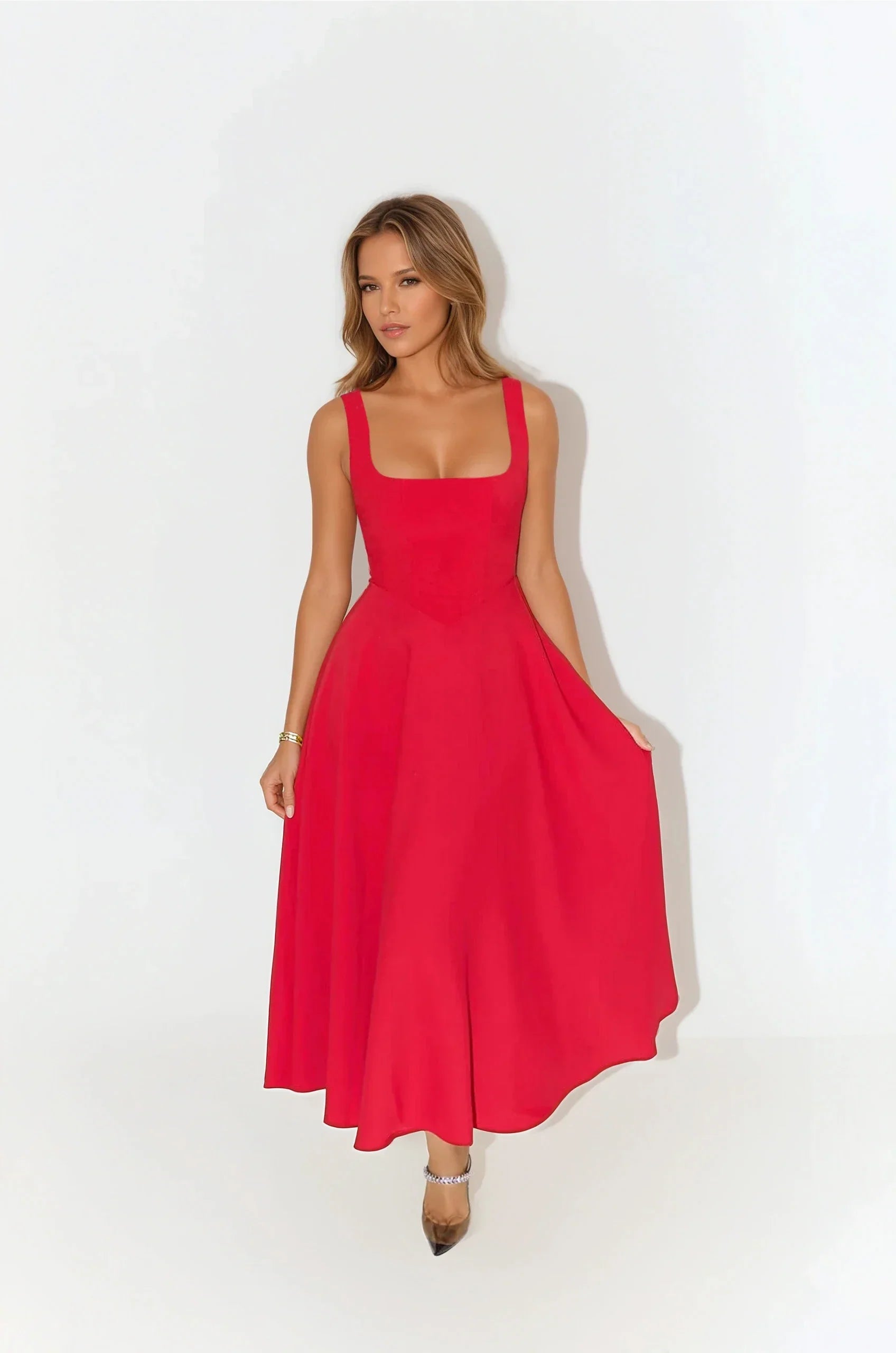 Jardin™ | Robe Mi-Longue Bretelles Ajustées