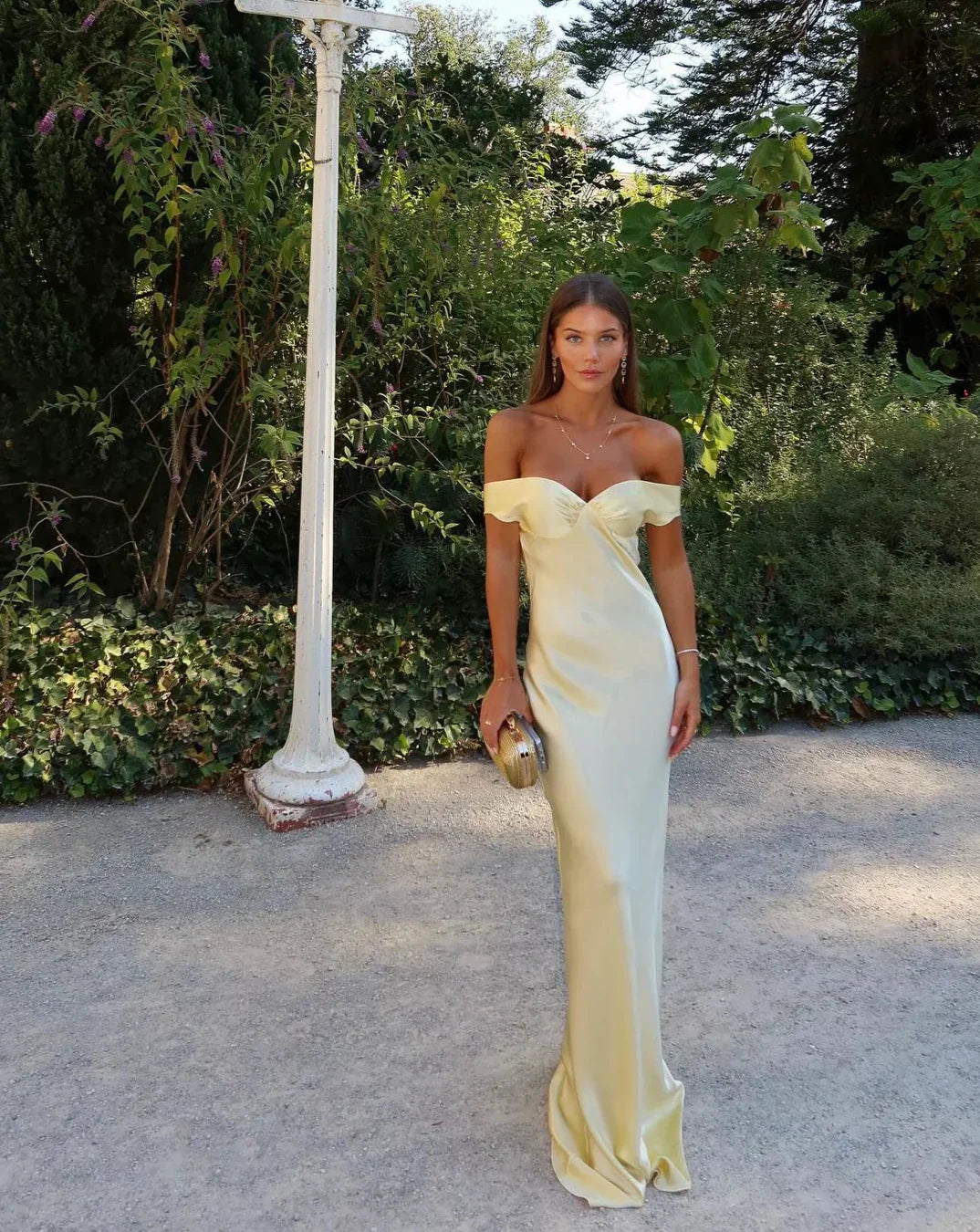 Jardin™ | Robe Longue Dos Nu En Satin