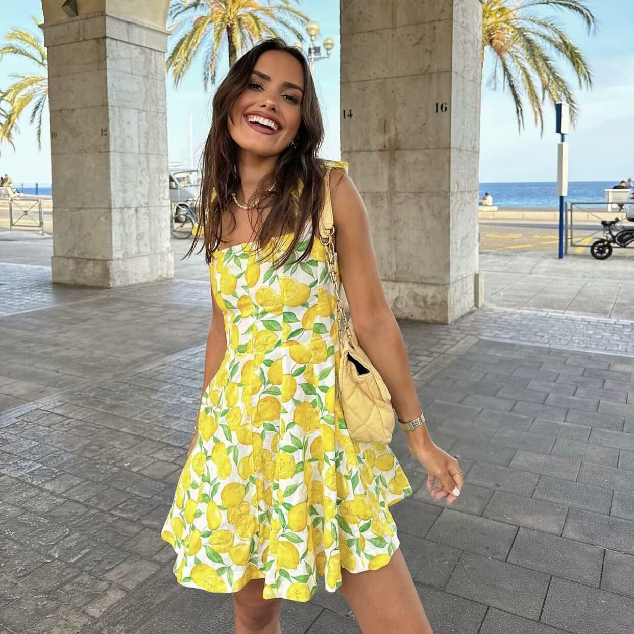 Jardin™ | Robe Courte Imprimée Citron