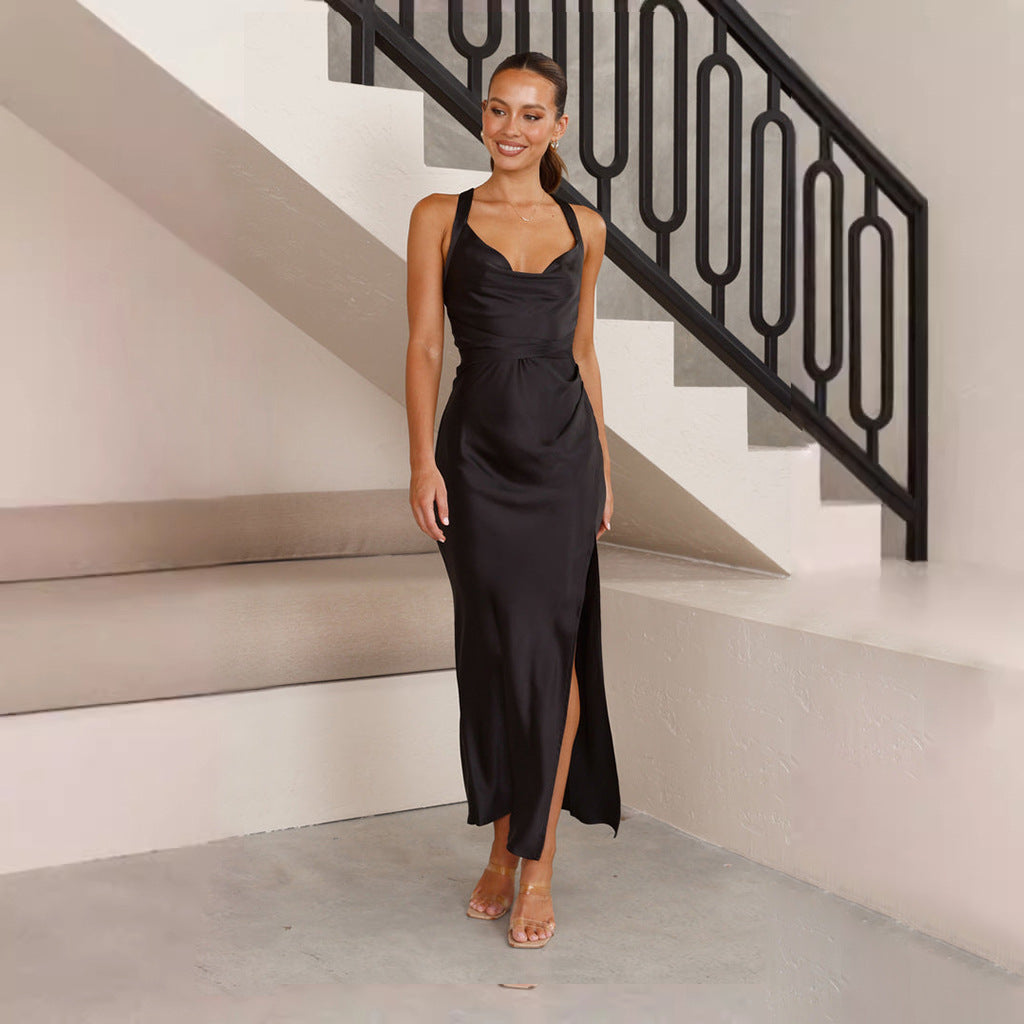 Jardin™ | Robe Fendue Longue Satinée