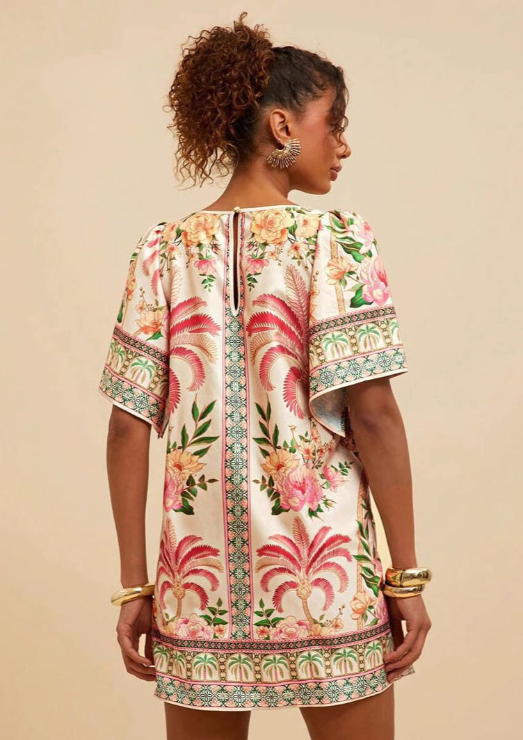 Jardin™ | Robe Courte Imprimée Col Rond