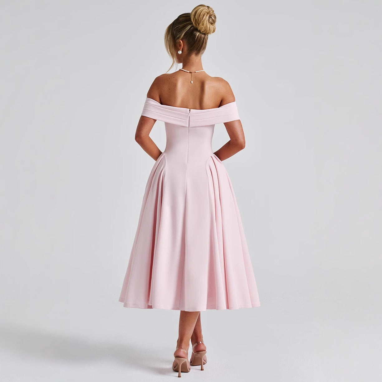 Jardin™ | Robe Épaules Dénudées Évasée Midi