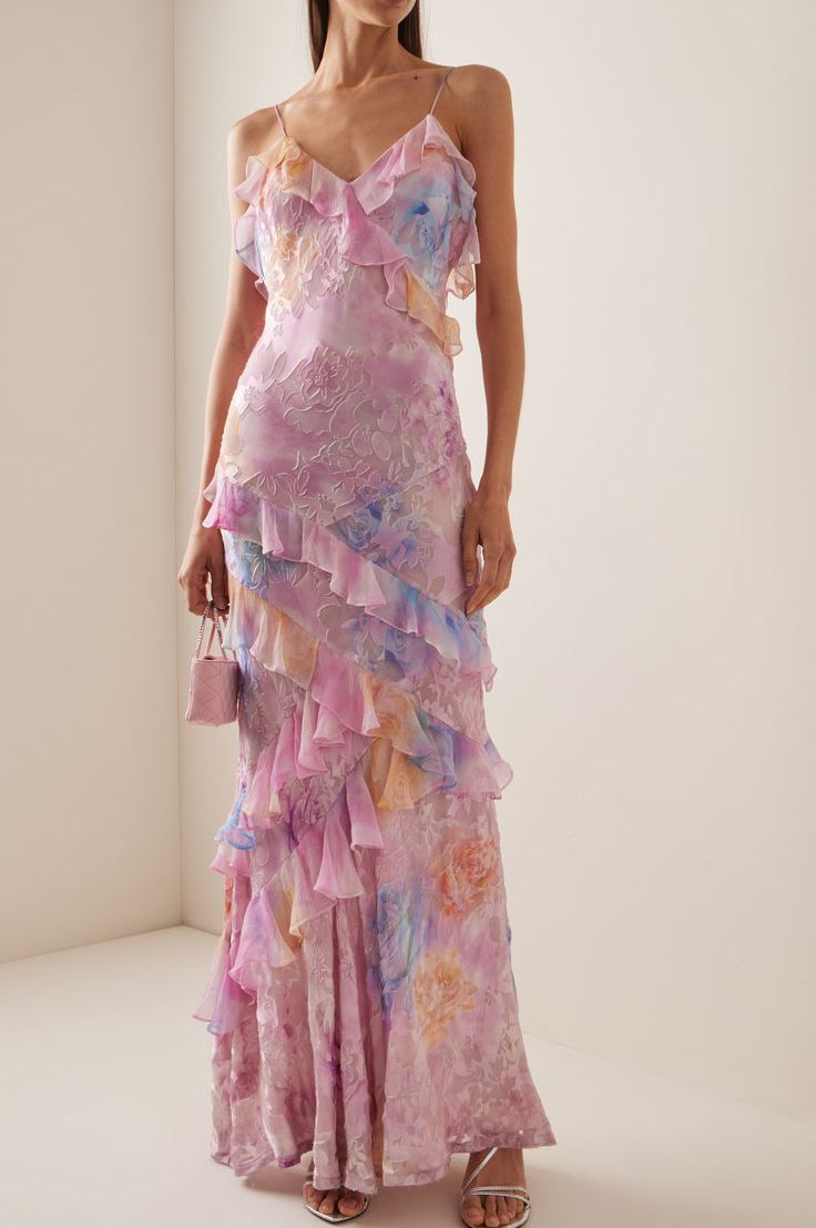 Jardin™ | Robe Longue à Volants et Col en V