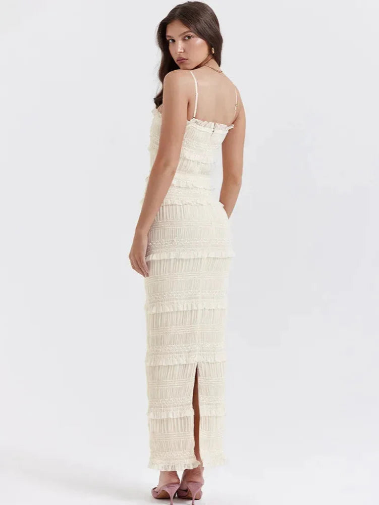 Jardin™ | Robe Longue Texturée Volants Élégants