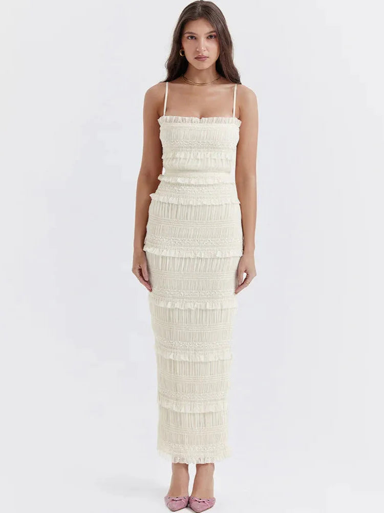 Jardin™ | Robe Longue Texturée Volants Élégants