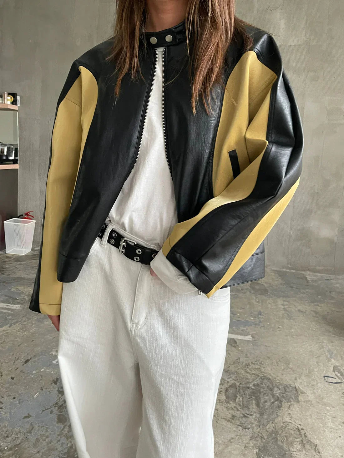 Jardin™ | Veste En Cuir Contrasté