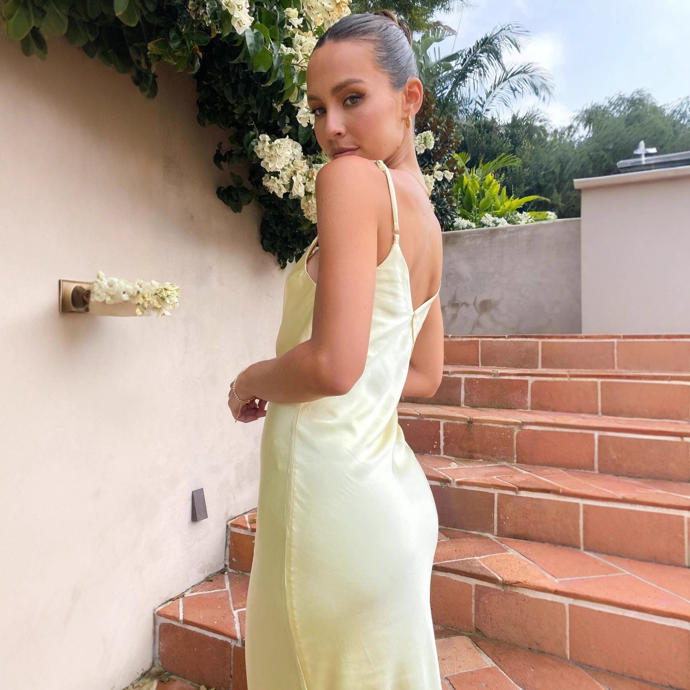 Jardin™ | Robe Longue Satinée à Bretelles