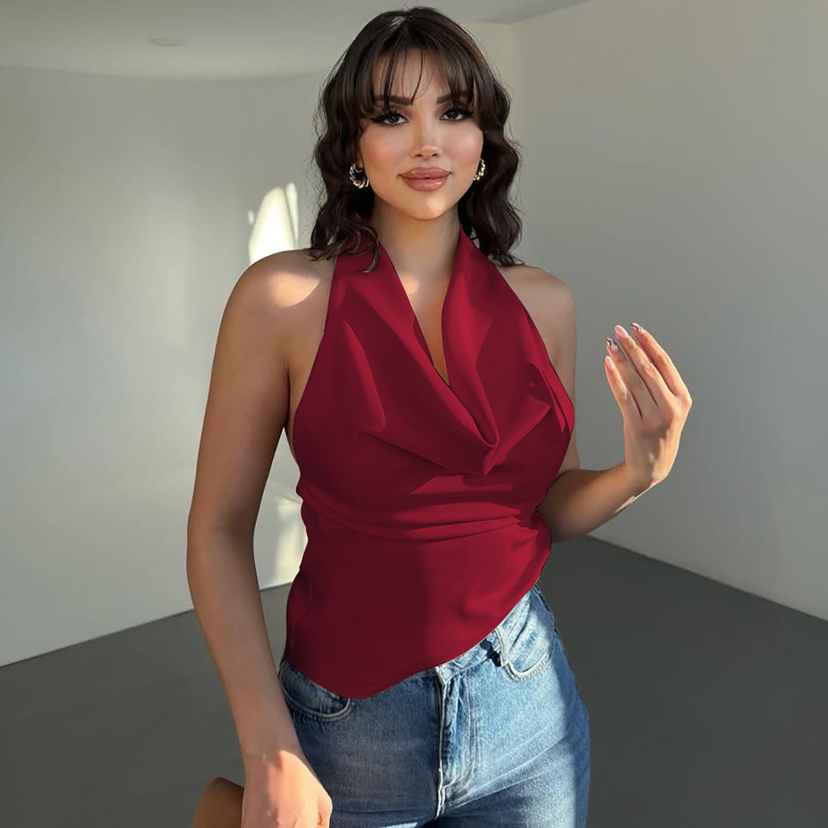 Jardin™ | Top Dos Nu à Encolure Drapée