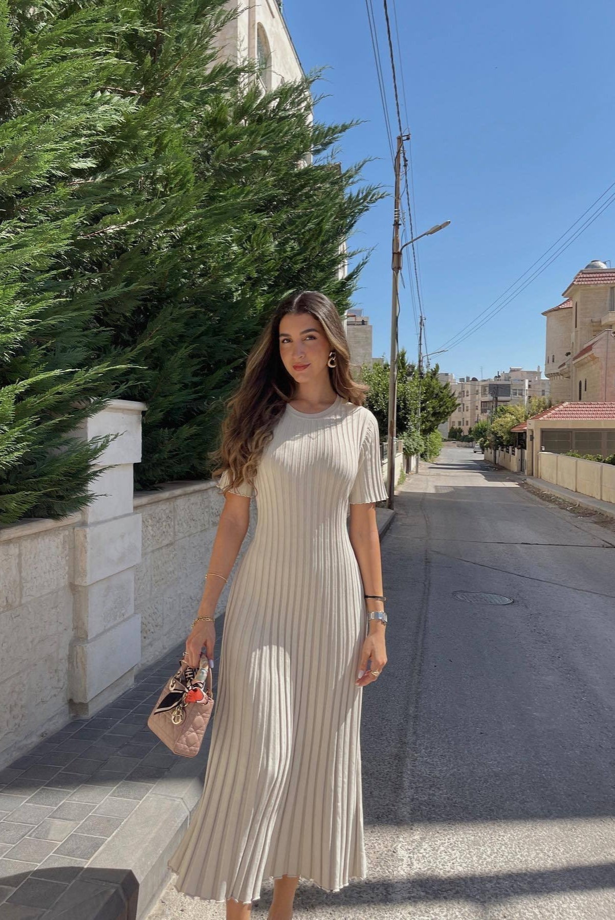 Jardin™ | Robe Longue Côtelée Ceinturée