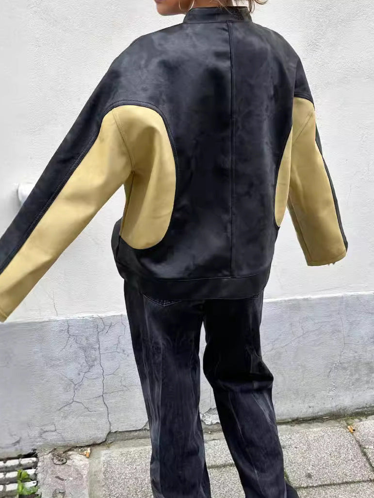 Jardin™ | Veste En Cuir Contrasté