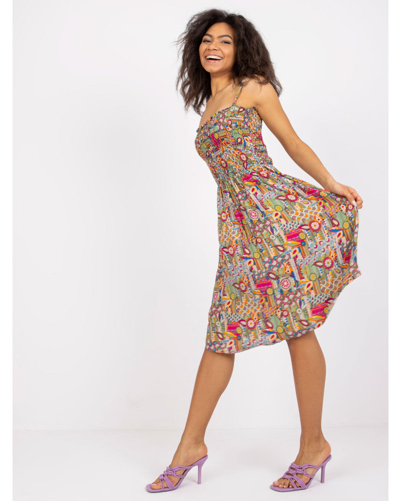 Jardin™ | Robe Mi-Longue Bretelles Élastiques