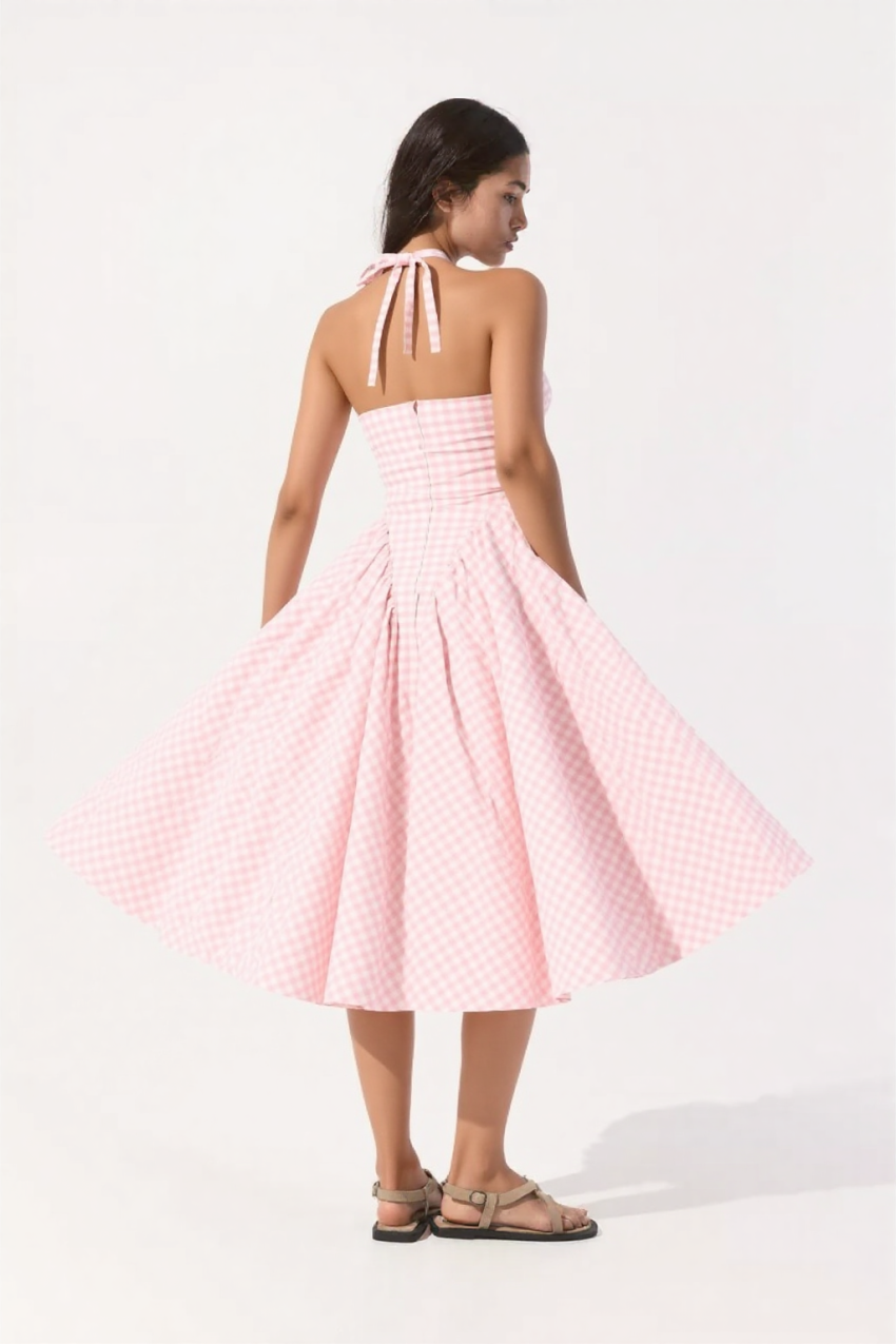 Jardin™ | Robe Dos-nu à Carreaux